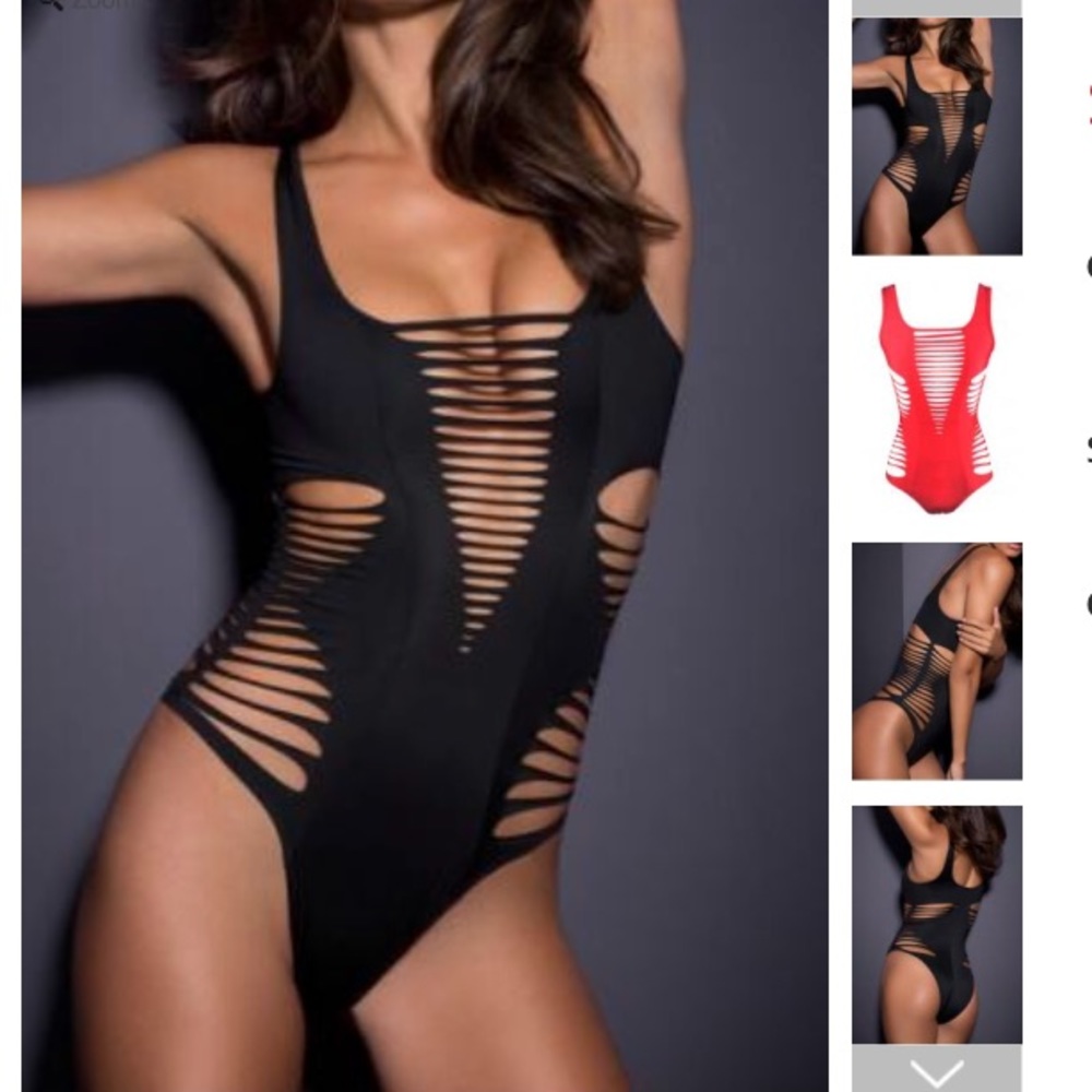 black one piece cut up swimwear